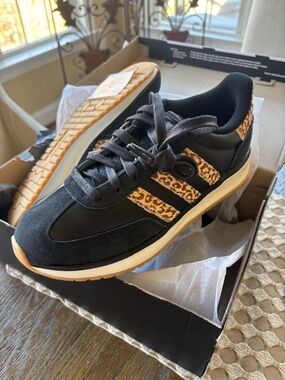 adidas Run 70s Black Athletic Sneakers with Leopard Calf Hair Accents